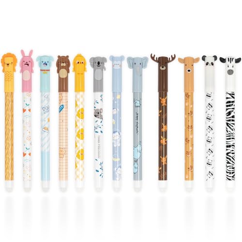 Youkly Stylos EffaçAbles, Lot de 12 Stylos à Bille EffaçAbles [6 Bleus, 6 Noirs], Gel EffaçAbles de 0,5 Mm, Pour Cadeaux, Fournitures Scolaires et de Bureau