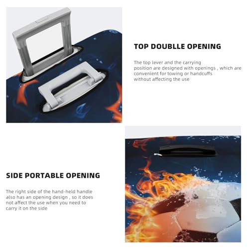 Water Fire Sports Soccer Travel Luggage Cover Elastic Suitcase Covers Washable Anti Scratch Luggage Dust Covers Protector, Fits 22-24 inch Luggage, M4