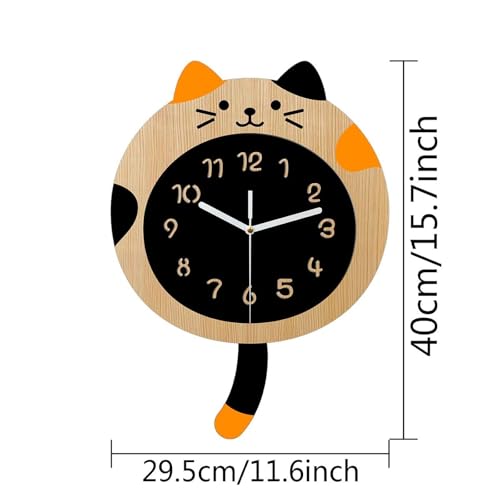 Horloge murale silencieuse avec queue d'animaux décoration chat - 7