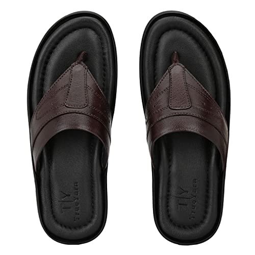 Image of Men's Genuine Leather Slippers | Thong Slippers For Men | Comfortable | Cushioned Insole | Durable | Handmade |
