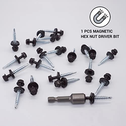 (Pack of 250 pcs) Metal Roofing Screws, 4.8 x 35 mm Painted Self-Drilling Screws With EPDM Washers - Image 3