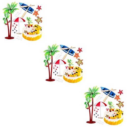 BESTOYARD 30 Pçs Enfeites De Decoração De Bolo Decorações De Sereia Decorações De Bolo De Praia Deco