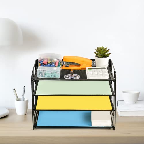 Supeasy Desktop File Organizer, Mesh File Organizer With 4 Letter Trays, Easy Installation, Desk Organizer For Office, School And Home Black #TOP6