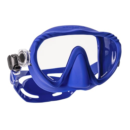 SCUBAPRO Ghost Scuba Dive Mask, Low-Volume Frameless Design w/Ultra Clear Single Lens, Silicone Skirt and Easy-Adjust Strap Buckles, Blue