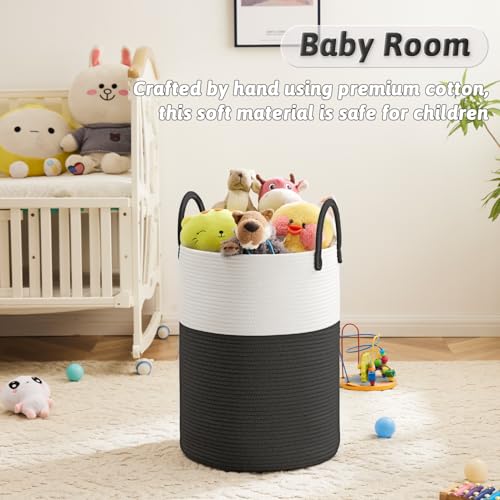Image of Artfeel Laundry Basket,Woven Cotton Rope Laundry Hamper,40L for Decorative Storage of Dirty Clothes,Toys and Blankets in Bathroom,Baby Room and Living Room