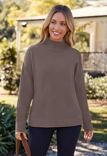 Image of MEROKEETY Women's Turtleneck Long Sleeve Sweater 2025 Fall Cozy Knit Loose Casual Trendy Pullover Tops Winter Clothes