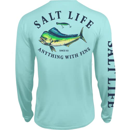 Salt Life Dorado Motto Youth Long Sleeve Performance Tee, Light Aruba Heather, X-Large
