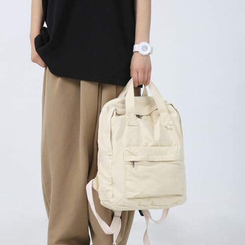 Image of MaxxCloud Vintage Canvas Backpack Purse Tote Satchel Hiking Daypack Travel Bag Handbag Rucksack (583 beige)
