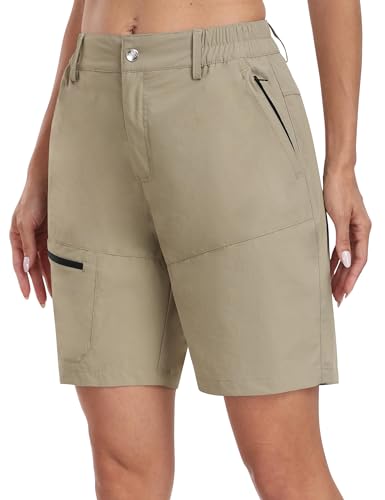 VUTRU Pantaloncini Sportivi Da Donna Bermuda Estivi - UPF50+ Protezione Solare - Asciugatura Rapida - Con 3 Tasche (2 Laterali + 1 Con Cerniera) - Per Escursionismo, Campeggio, Jogging
