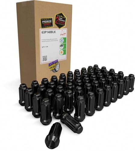 Image of Wheel Accessories Parts Premium Spline Lug Nuts 2 Year Warranty 60 Pcs M14x1.5 14x1.5 Thread 2.00 inch Long Black 6 Spline Hex Fits Chevy Silverado | Ford F Series | GMC Sierra| RAM|