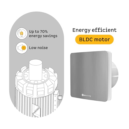 Image of atomberg Studio Exhaust Fan 150mm (6 Inches) | BLDC Motor | 6.8W| Low Noise | 2000 RPM| Ideal for Bathroom,Kitchen | Easy to Clean | Installation-Round Cut (153mm) | 2 Years Warranty (Brushed Steel)