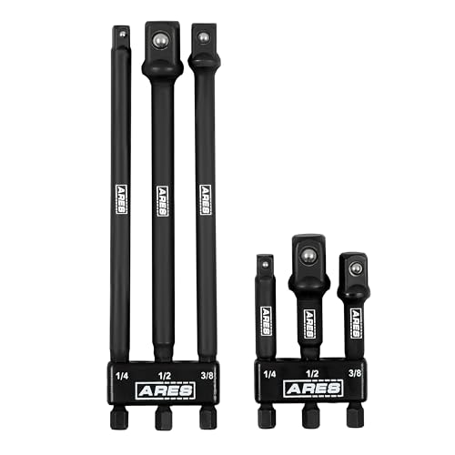 Image of ARES 22025 6-Piece 3-Inch and 6-Inch Impact Grade Socket Adapter Set | Turns Impact Drill Driver into High Speed Socket Driver