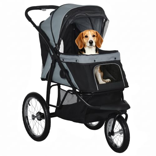 PawHut Hundewagen Klappbar für Hunde Katzen bis 20 kg Buggy Grau
