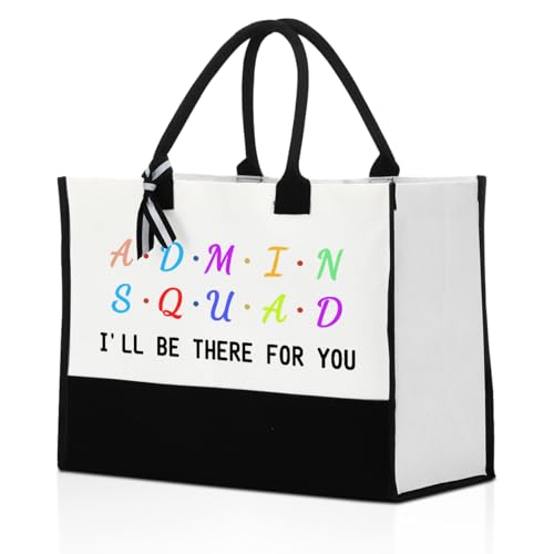 ZXAZXA Admin Squad Tote Bags for Women Administrative Assistant Appreciation Admin Professional Day Thank You Gift for Women Female Admin Squad Coworkers Friends Sisters