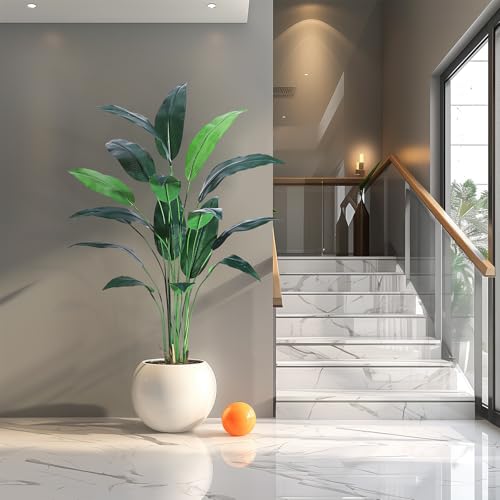 Artificial Bird of Paradise Plant 6FT(72in) Fake Palm Tree for Indoor Outdoor Modern Decor Faux Plants for Home Office Perfect Housewarming Gift with 17 Trunks Faux Leaves 1 Pack