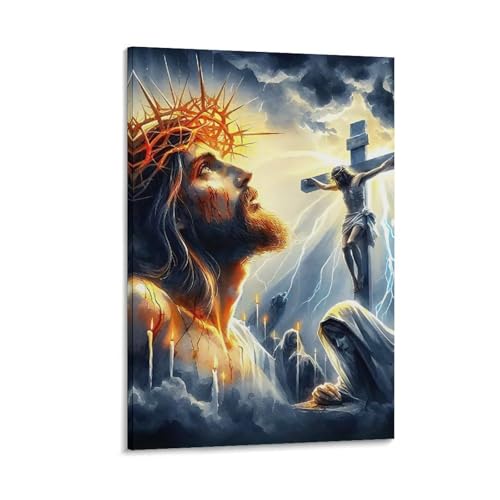 DHBANEIOK Jesús - Religión Cuadro En Lienzo Cuadros Decorativos Pinturas Murales Pintura Poster Impresiones De Lienzo Para Salon Dormitorios Comedor Pasillo 20x30inch(50x75cm)