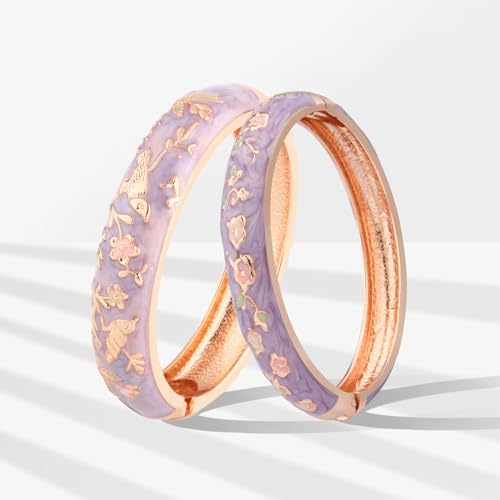 UJOY Colors Handcraft Jewelry Cloisonne Bracelet Enamel Bird Spring Hinged Womens Bangles Gifts Box 55C49-55A80 purple - Image 3