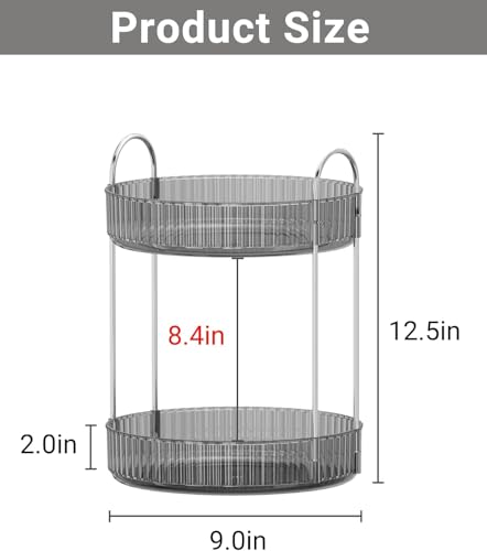 Image of Xmart India 360 Rotating Makeup Organizer - Transparent Cosmetic & Skincare Storage Rack for Dressing Table Lipstick, Perfume, Beauty Accessories & Bathroom Counter Organizer (2 Layer, Clear)