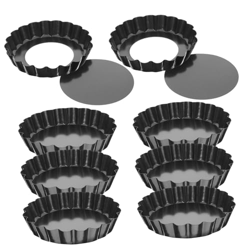 FOMIYES 8個 活底タルト型 耐熱カーボンスチール製 ノンスティック加工 ミニエッグタルト型 お菓子作り用 焼き型 ホームキッチン ベーカリー