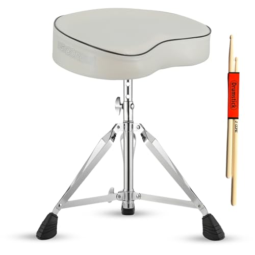 5 CORE Drum Throne Thick Padded Comfortable Guitar Stool with Memory Foam Adjustable Padded Keyboard Chair Metal Piano Stool Premium Musician Chair White DS CH WH SDL
