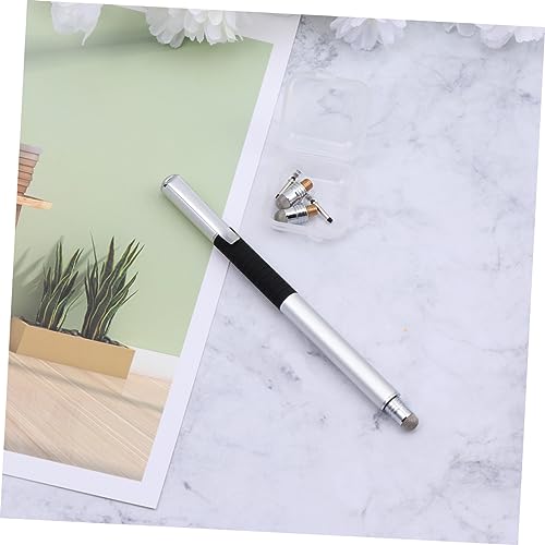 Stylet capacitif argenté embouts disques interchangeables pour écriture tactile fluide