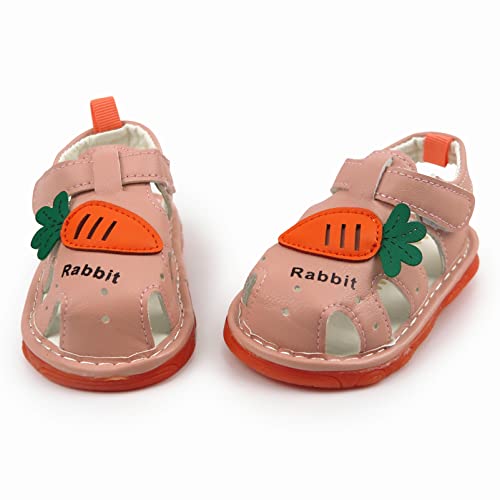Image of WILLFUN Baby Boy Girl Summer Infant Squeaky Sandals Premium Rubber Sole Closed-Toe Non-Slip Shoes Toddler First Walkers