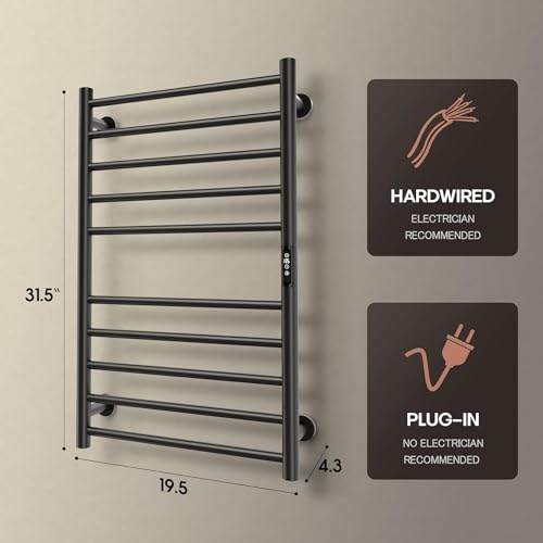 Poloma AH703 Paraheeter Wall Mounted Towel Warmer Rack For Bathrooms, Electric Heated Towel Rack Heater thumb #4