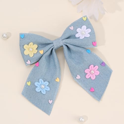 Pinzas para cabello moño de mezclilla azul 2 piezas miniatura 4