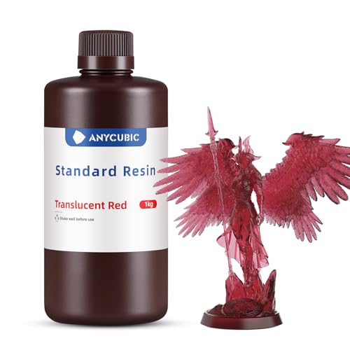 Image of ANYCUBIC 3D Printer Resin, 405nm SLA UV-Curing Resin with High Precision and Quick Curing & Excellent Fluidity for LCD 3D Printing (Clear Red, 1kg)