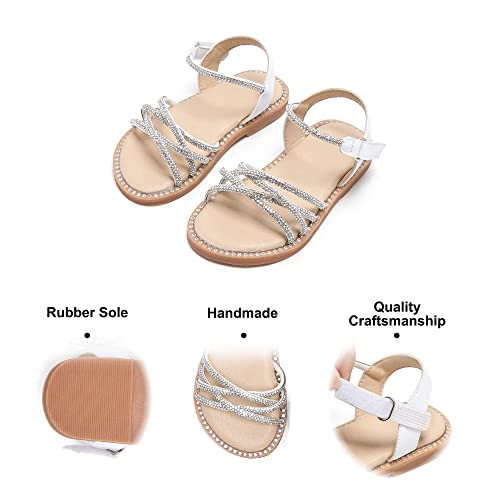 Image of Felix & Flora Toddler Girl Sandals -Flower Girl Dress Shoes Open Toe Little Kid Flats