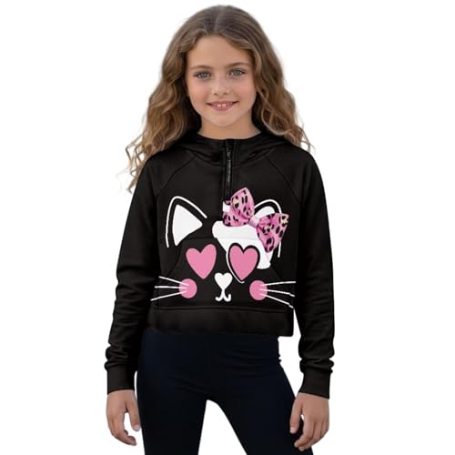 Sweat à capuche fille demi-zip idéal pour l'école et les sorties d'hiver