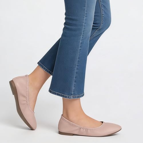 Image of LM Women's Ballet Flats Round Toe Slip On Flats Shoes Casual Dress Shoes Foldable Portable Travel Ballet Flat