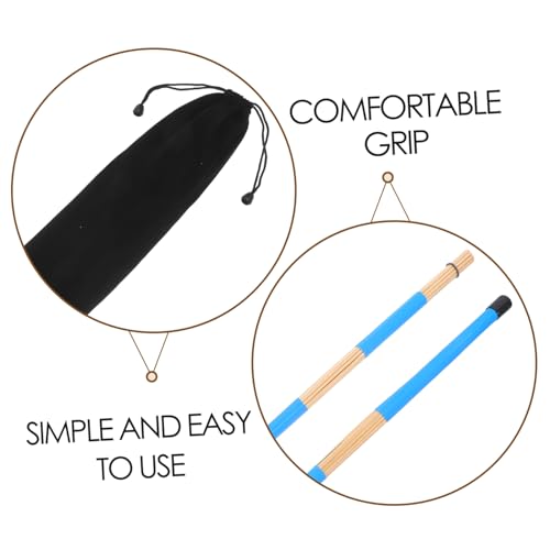 HANABASS 1 par paquete profesional de pinceles de percusión de madera para músicos de jazz y folk con diseño portátil y bolsa de tela miniatura 3