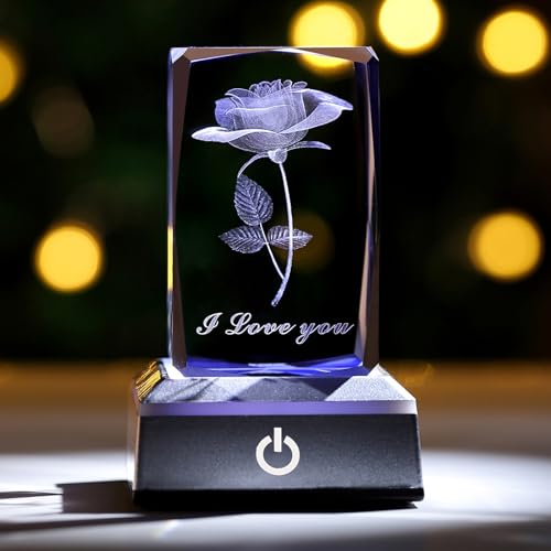 Image of 3D Rose Crystal Multicolor Nightlight,I Love You Decolamp,Perfect Thanksgiving and Christmas Gifts for Mom Mother My Girlfriend Wife Her,Unique Valentines Anniversary Birthday Presents Ideas