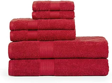 Ample Decor Bath Towel Set of 6 100% Cotton 600 GSM  Quick Drying Soft Absorbent Combo  2 Bath Towels, 2 Hand Towels, 2 Face Towels  Ideal for Gifting, For Bathroom, Spa, Hotel  Red