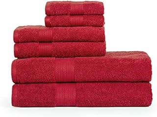Ample Decor Bath Towel Set of 6 100% Cotton 600 GSM  Quick Drying Soft Absorbent Combo  2 Bath Towels, 2 Hand Towels, 2 Face Towels  Ideal for Gifting, For Bathroom, Spa, Hotel  Red