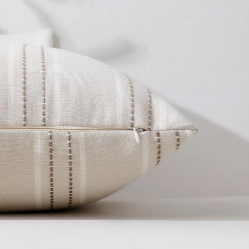 Image of Hckot Throw Pillow Covers 12x20 Set of 2 Taupe Pillow Covers Farmhouse Decorative Pillows Textured Linen Square Cushion Covers for Sofa Couch Bed Living Room Decor(Taupe)