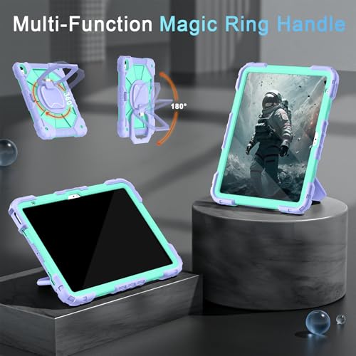 Image of Auizotl Case for iPad (A16) 11th /10th Generation 2025 /2022,iPad Case 10th Generation with Rotating Stand Screen Protector,Shockproof Cover for i Pad 11.0 /10.9 Inch C ase,Purple Green