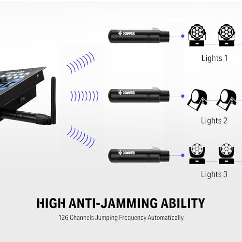 Donner DMX512 Wireless Controller Dfi DJ 2.4G DMX Wireless 5 Receivers Short Version with Light Dome & 1 Transmitter Stage Lighting Control for LED Stage Disco Party Bar Lighting 6 PCS Black - image 3