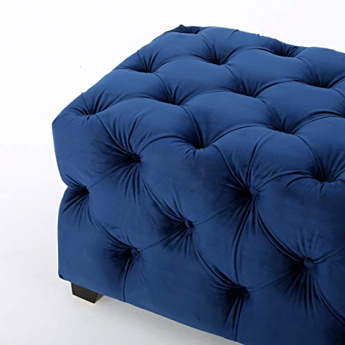 Christopher Knight Home Piper Velvet Ottoman, Navy #TOP4