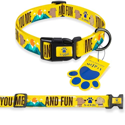 Image of A+a Pets' You Me Sun & Fun' Collar for Dogs & Cats | Waterproof Adjustable for All Breeds (Yellow, L)