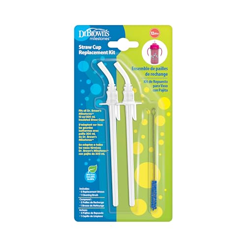 Dr. Brown's Milestones Straw Cup Replacement Kit, for 10 oz/300 mL Insulated Straw Cups, BPA Free, 12m+