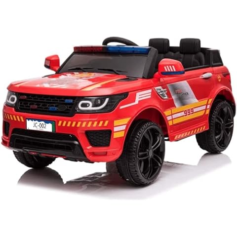 12V Fire Fighter Kids Ride On Fire Engine Jeep With Megaphone and parent remote control Cover