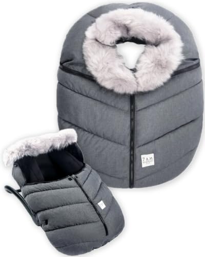 Image of 7AM Enfant Car Seat Covers - Cocoon Baby Cover for Boys & Girls, Rain & Snow Repellent, Breathable Windproof, Center Zipper, Universal Fit for Infant Car Seat (0-12M) (Tundra)