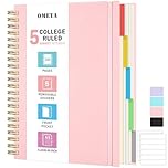 5 Subject Notebooks College Ruled, Spiral Lined Notebook with Removable Dividers, 300 Pages 100GSM Thick Spiral Writing Journal for Women & Men, Large A5 Notebooks for Work, School Supplies, 6" x 8"