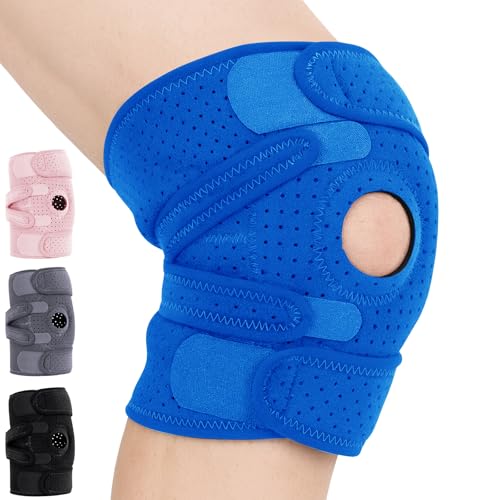 Vive Knee Brace for Meniscus Tear - ACL & Patella Support for Men, Women - Adjustable Compression for Arthritis Pain, Dislocation, Runner, Workout - Wrap Around Strap Left, Right (Blue)