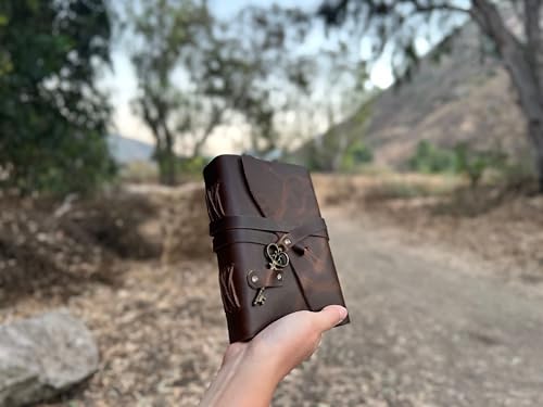 Image of Leather Journal Notebook Handmade Writing Journal Leather Diary, Travel Scrapbook, Sketchbook, Planner & Gift for Men & Women Gift for Writers, Students, Artists, Journal (4X6)