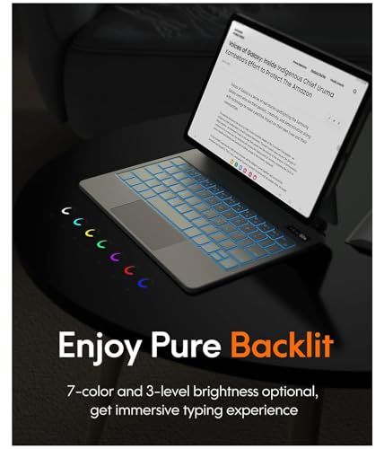 Image of RTSY Magic Style Keyboard case for Samsung Galaxy Tab S11, S10 Lite, S10FE, S9, S9 FE, S8, S7 (11 /10.9 Inch) with 7-Colors Backlit & Precision Trackpad, Floating Cantilever Magnetic Stand (White)