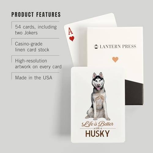 Lantern Press Husky, 52 Cartas Póker para Adultos miniatura 3