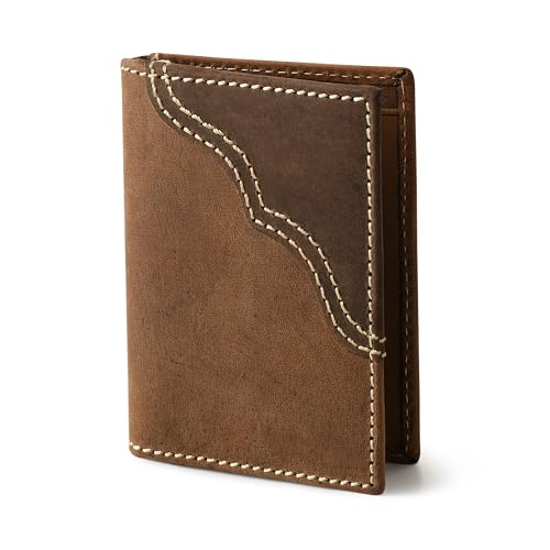 Wrangler Men's Bifold Wallet with Money Clip & ID Window, Genuine Leather, Minimalist, Gift for Him